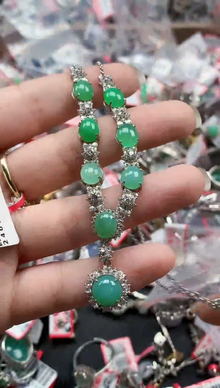 银S925镶嵌戒指翡翠天然A货缅甸翡翠