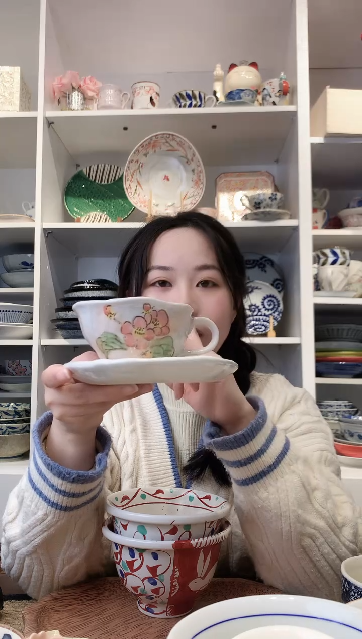 陶瓷bloom粗陶山樱花咖啡杯碟