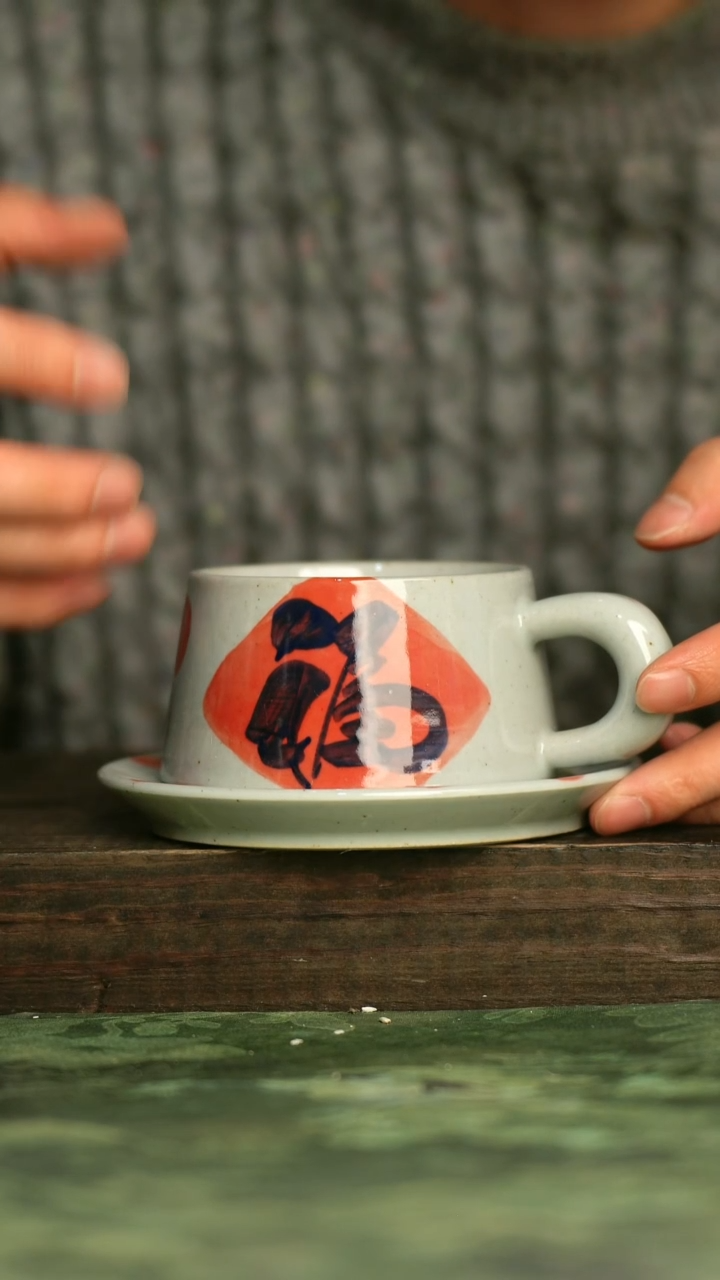 陶瓷青诗集手工手绘瓷器