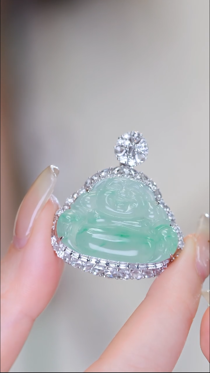 吊坠(不含链)18K金镶嵌翡翠10