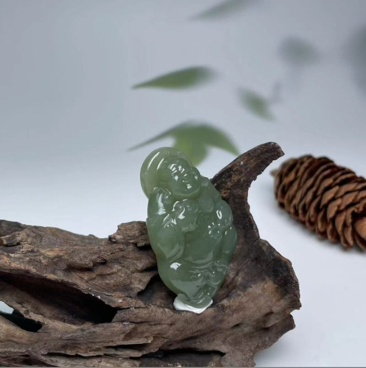 小艾严选+碧玉吊坠-背光站佛