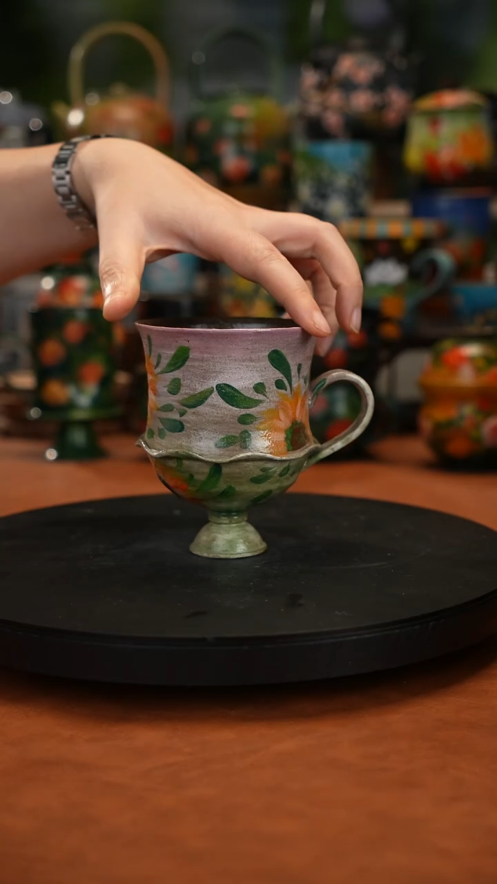 紫砂油画手绘釉下彩