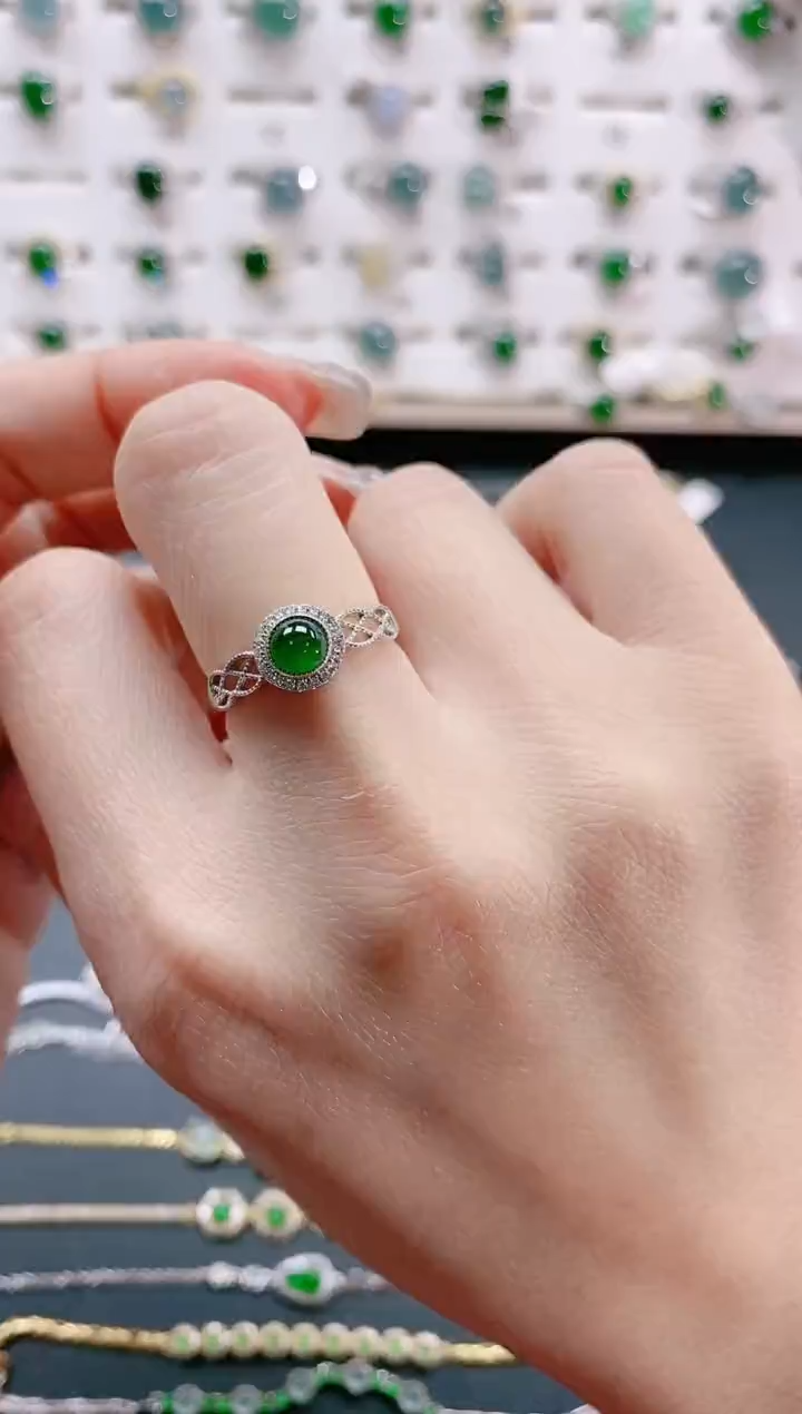 【闪购商品】翡翠戒指银S925镶嵌天然翡翠