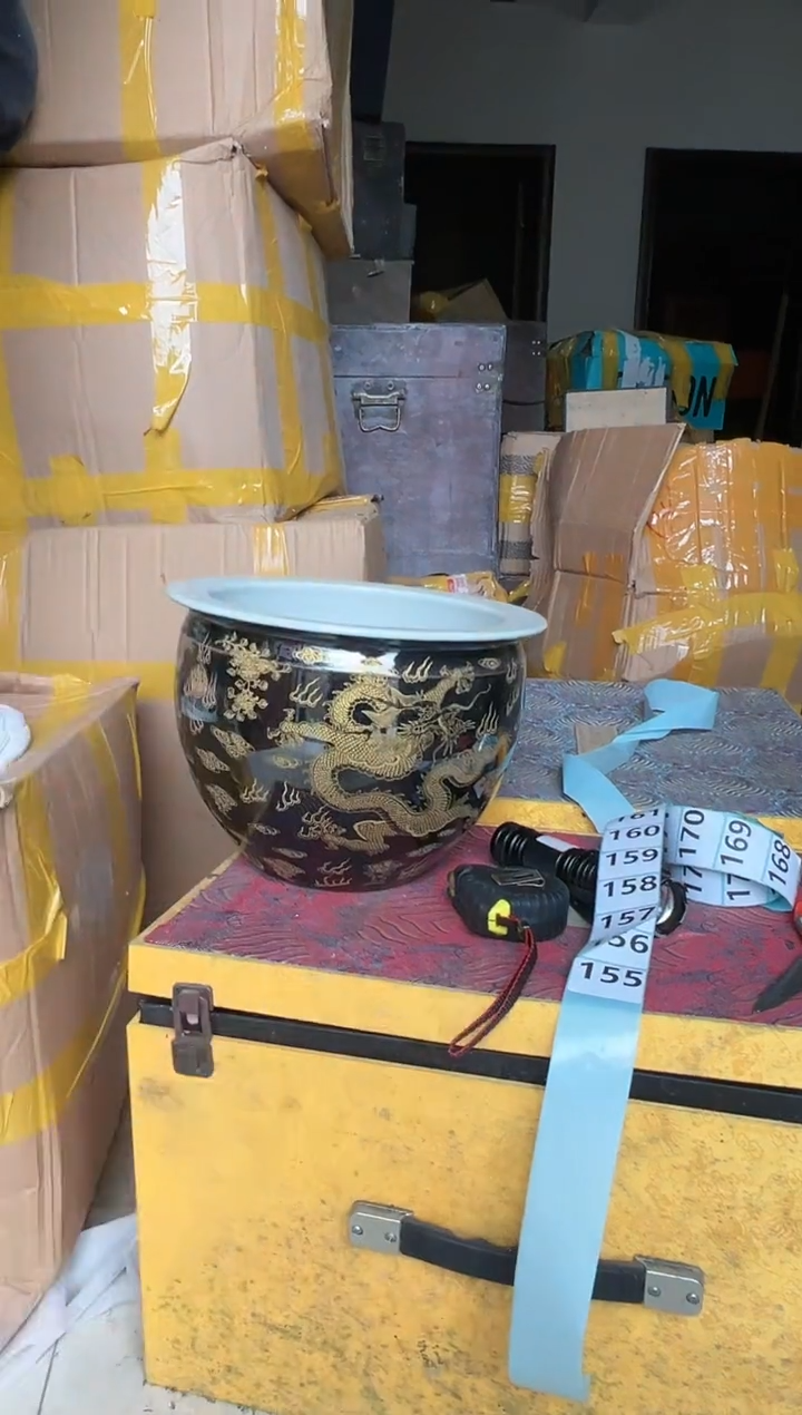 【闪购商品】155国营好瓷黑底龙纹丰水缸