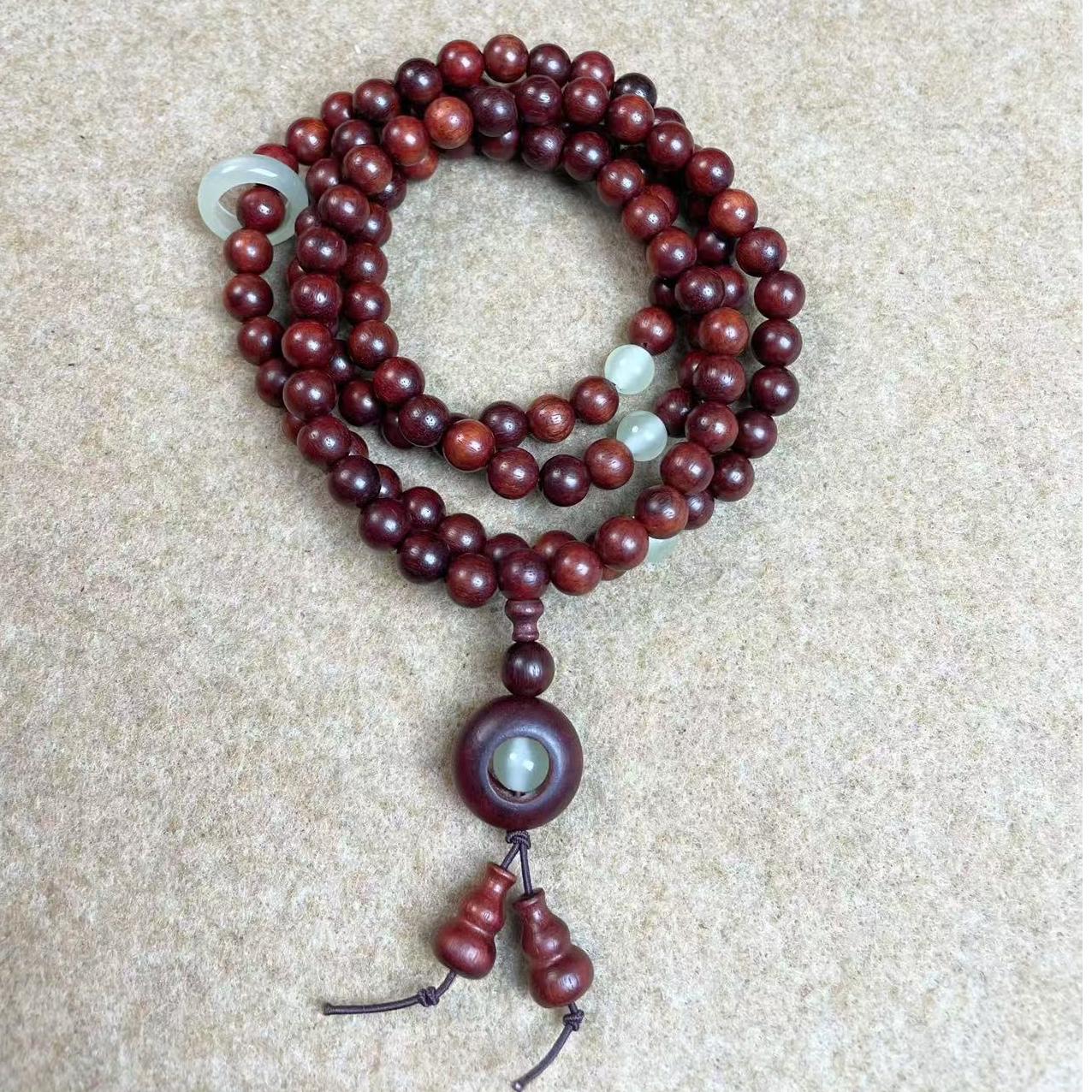 A31-紫檀木手串配时来运转吊坠适合收藏的文玩手链