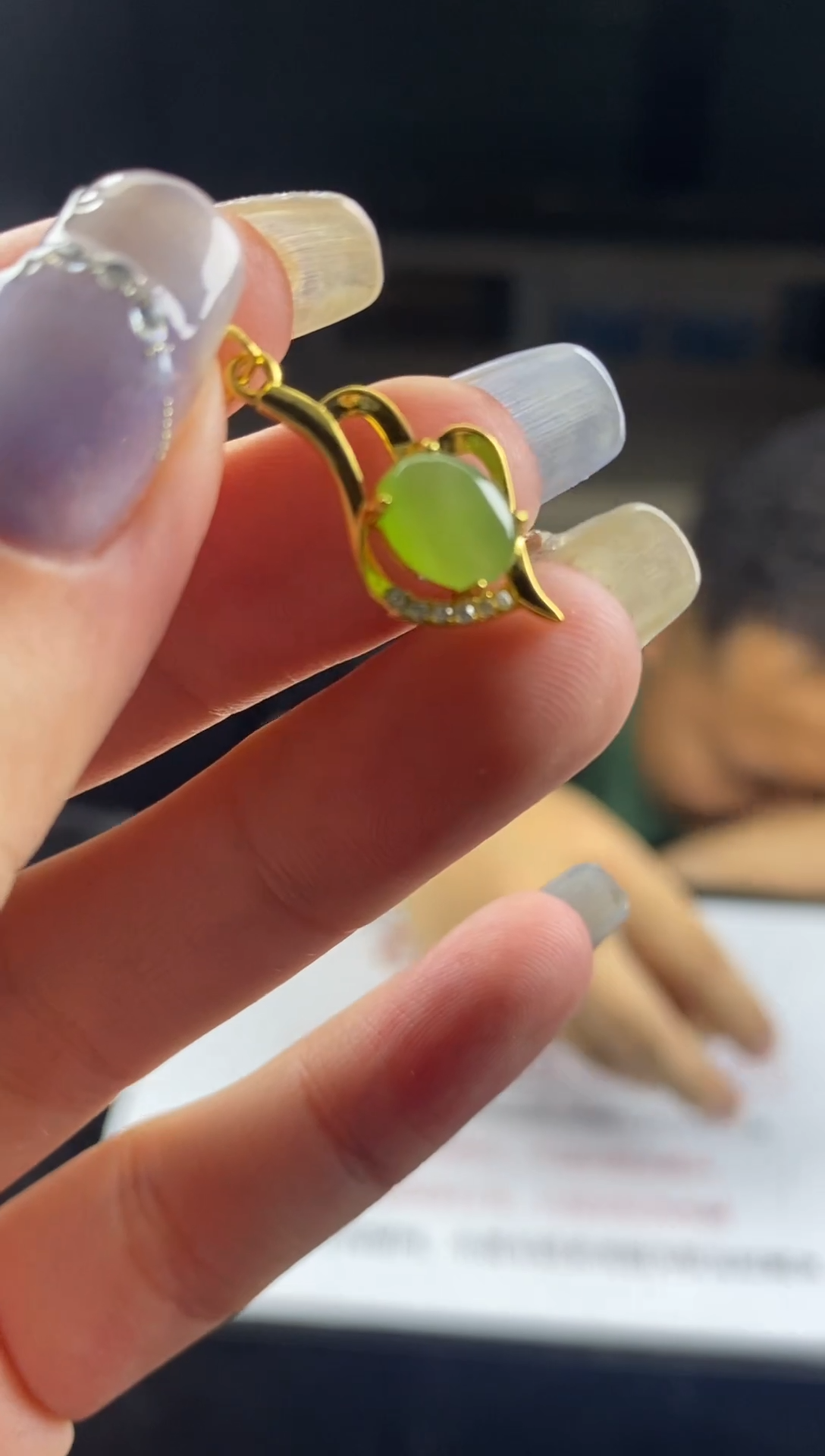 和田玉银S925镶嵌吊坠(不含链)吊坠-D9011