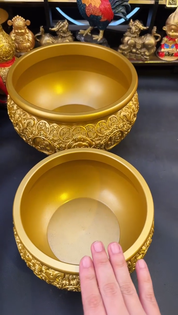 黄铜11公分聚宝盆满盆套餐