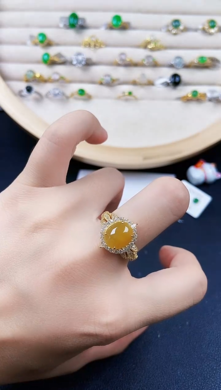 翡翠戒指银S925镶嵌41654564646