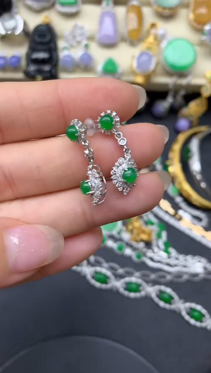 【闪购商品】翡翠耳饰18K金镶嵌318-中国好珍宝