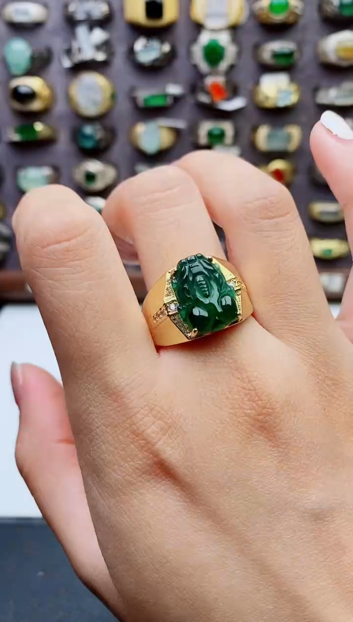 未镶嵌戒指翡翠天然翡翠男戒