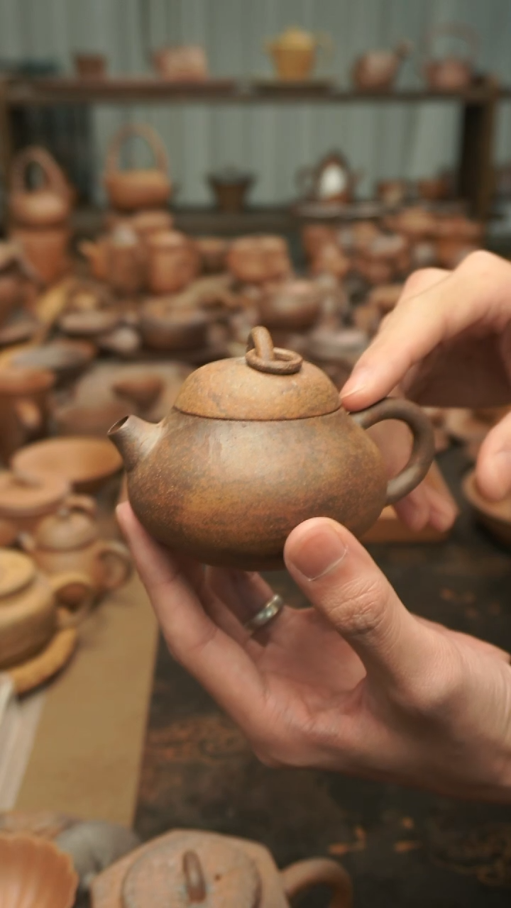 老岩泥原矿料  环钮小梨壶120ml