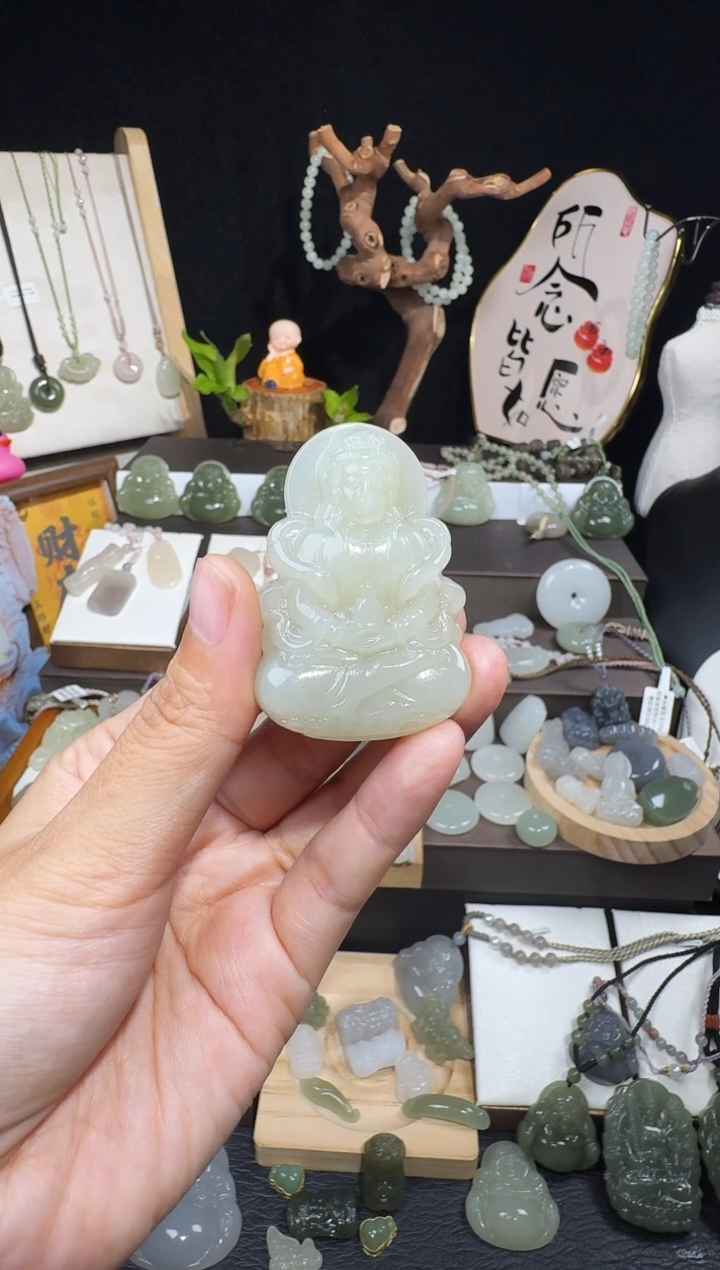 颈饰未镶嵌和田玉风*50高冰观音