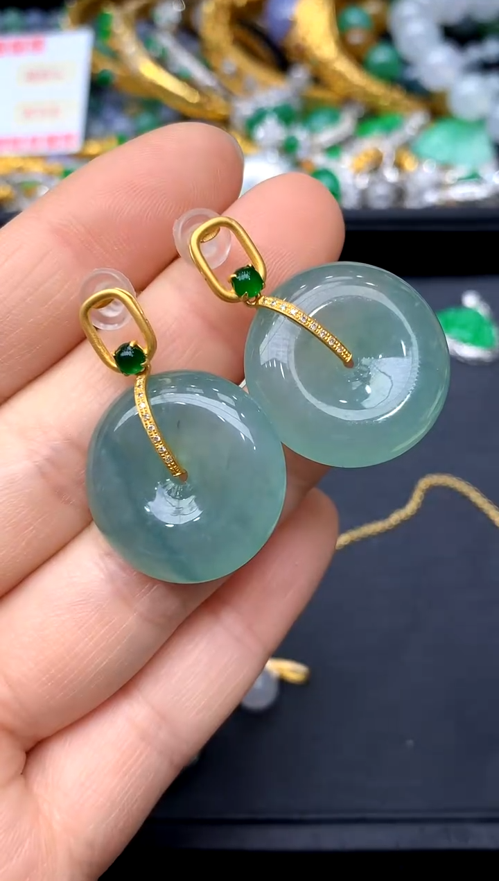 18K金镶嵌翡翠耳饰297-中国好珍宝