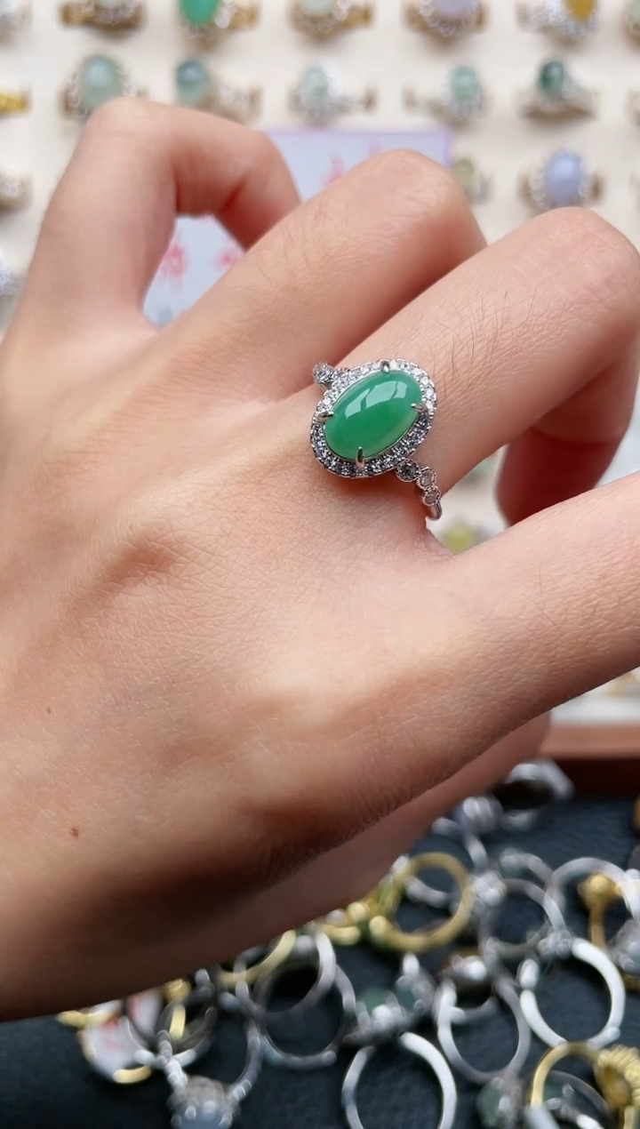 【闪购商品】翡翠戒指银S925镶嵌1111