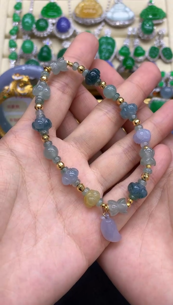 18K金镶嵌手链翡翠132-中国好珍宝