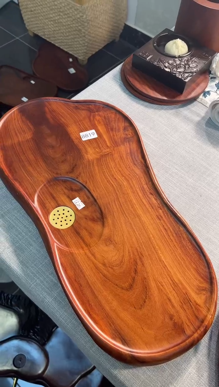 【闪购商品】大果紫檀（缅甸花梨）茶盘8819