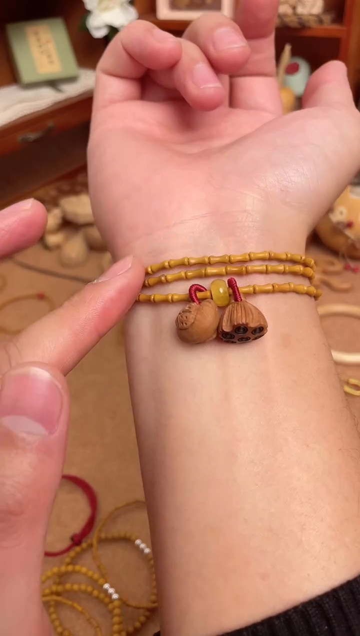 三圈竹节手串一物一拍好运连连加黄跑环