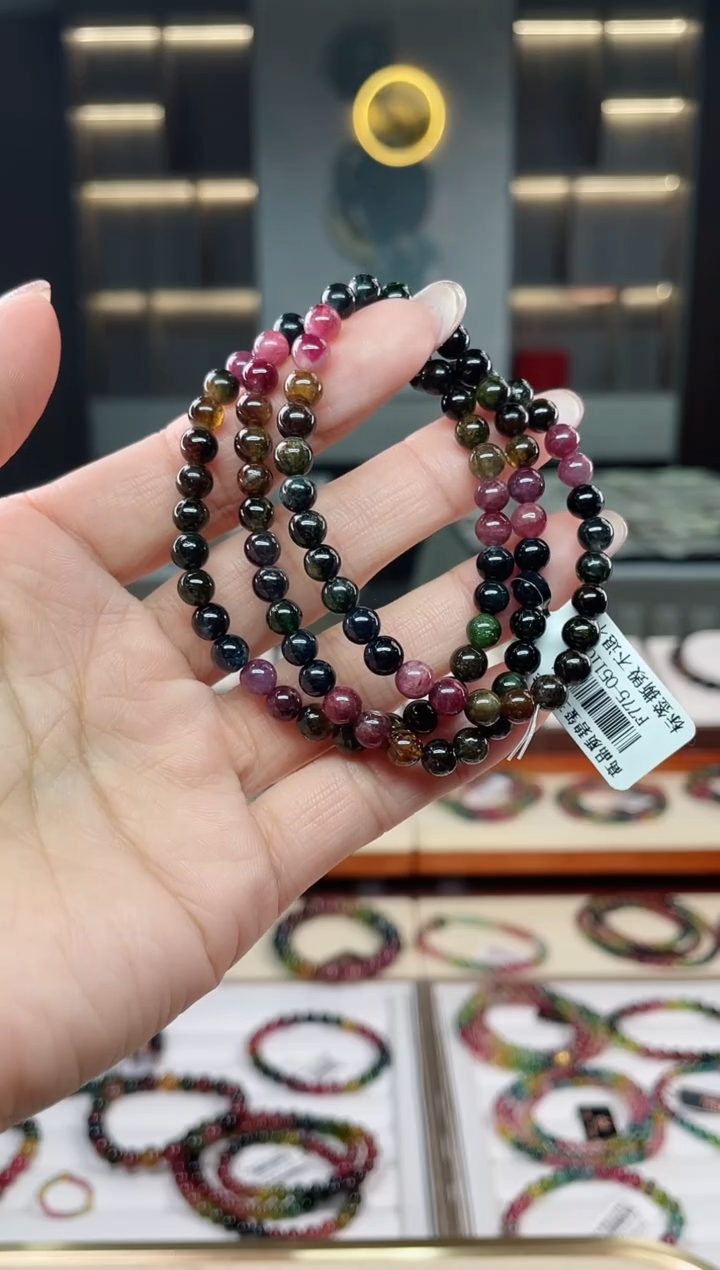 未镶嵌老矿碧玺三圈手串5mm+碧玺（多样性发一条）T