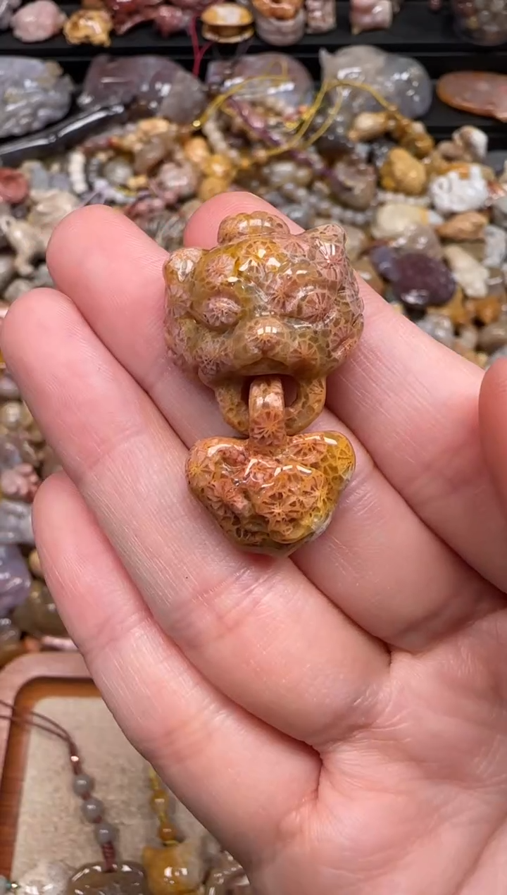 硅化珊瑚（珊瑚玉）未镶嵌颈饰136