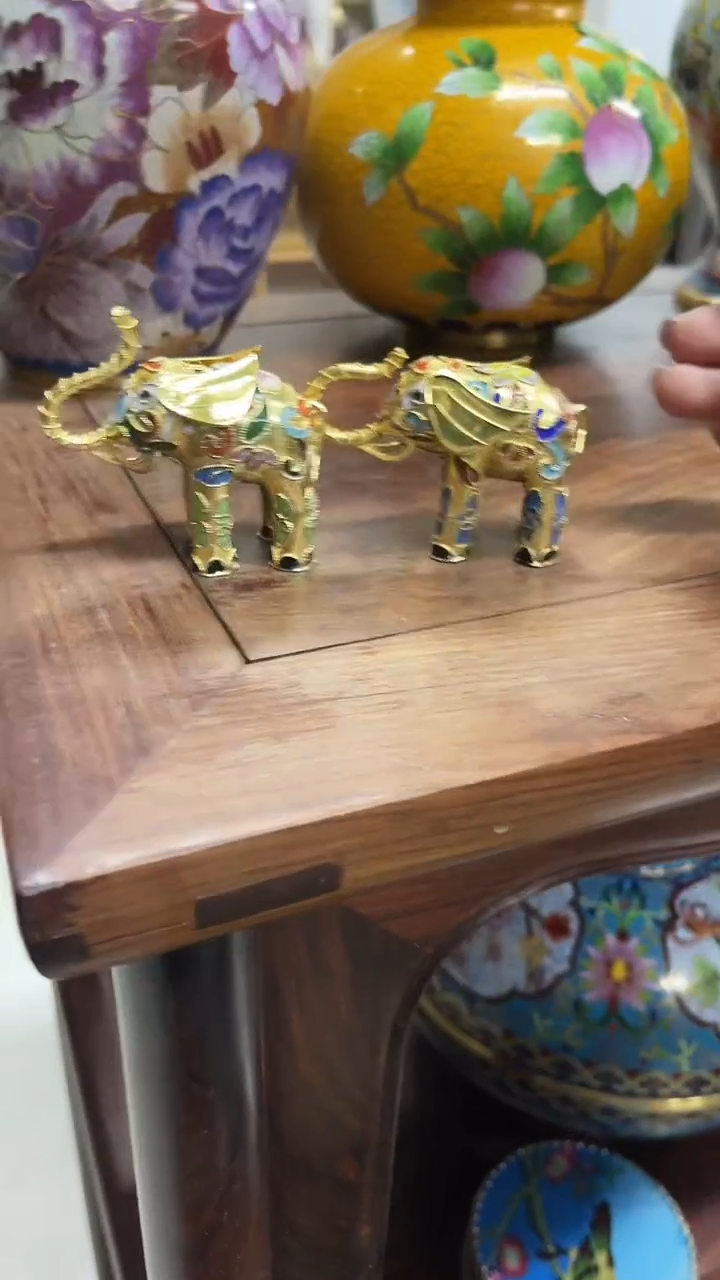 【闪购商品】非遗技艺 景泰蓝金地大象摆件 一对