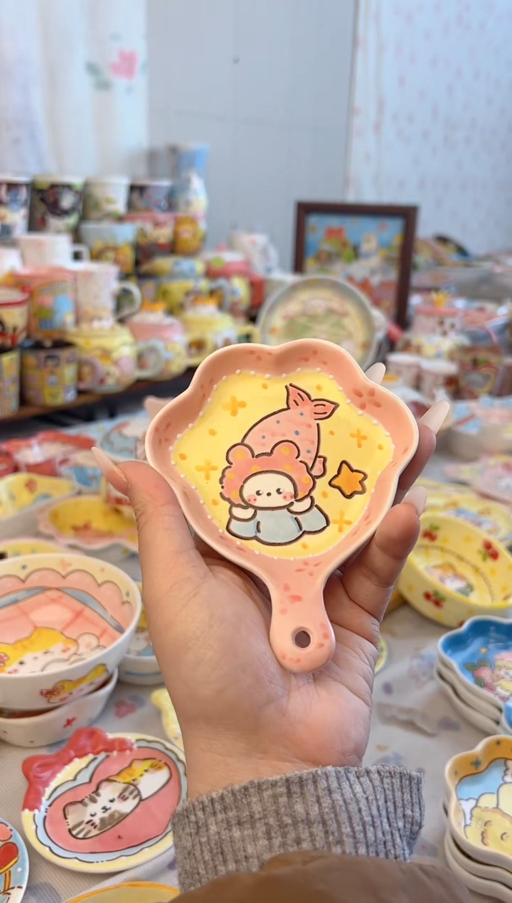 摆件陶s***n景德镇陶瓷手绘微瑕