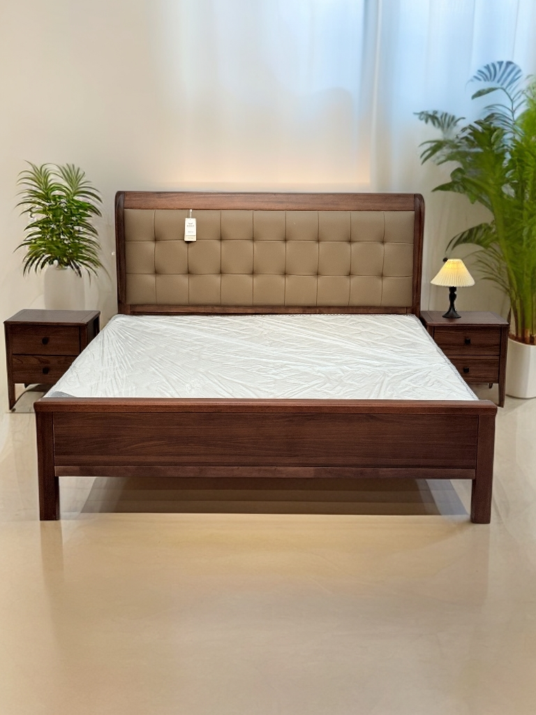 【专拍链接】北欧简约风原木直拼轻奢风实木床双人床