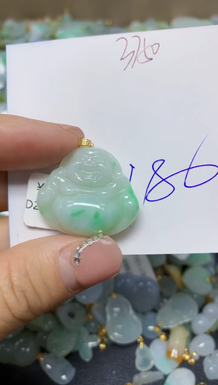 【闪购商品】翡翠挂件18K金镶嵌 天然翡翠A货