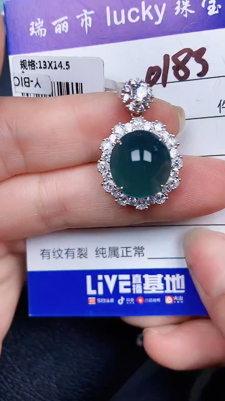 颈饰银S925镶嵌翡翠0183