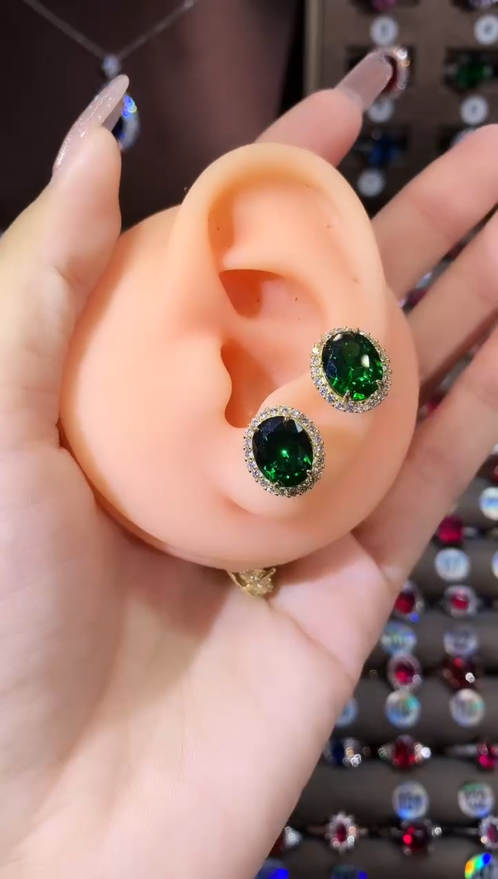 银S925镶嵌耳饰碧玺810仅