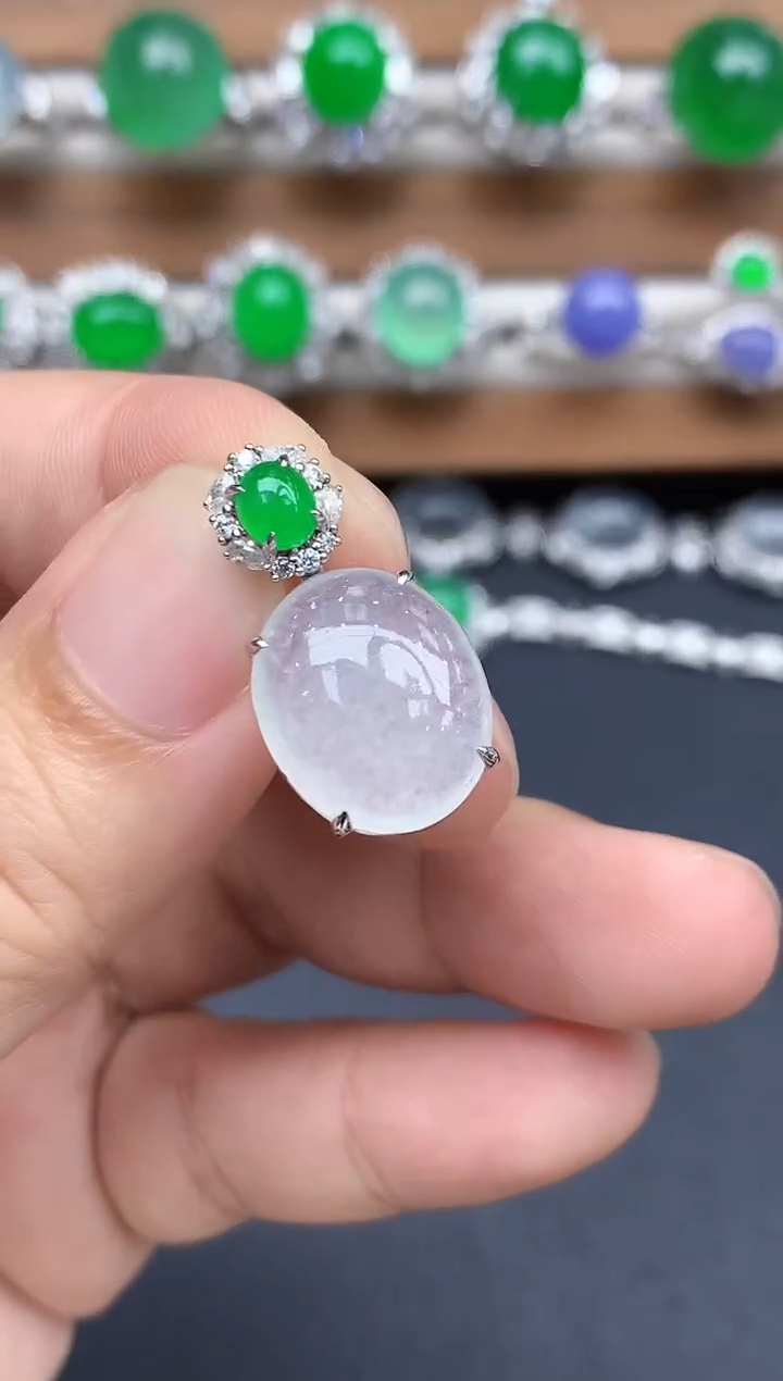 颈饰18K金镶嵌翡翠404-中国好珍宝