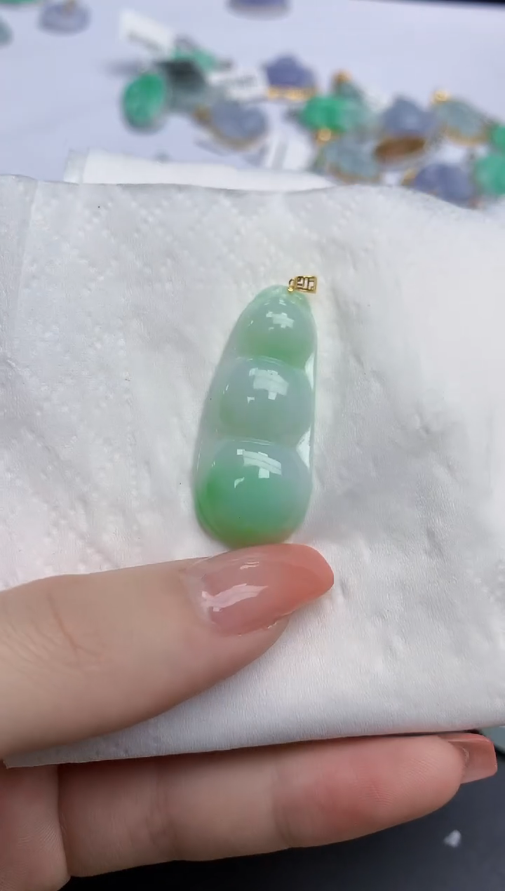 【闪购商品】翡翠颈饰18K金镶嵌天然缅甸翡翠A货