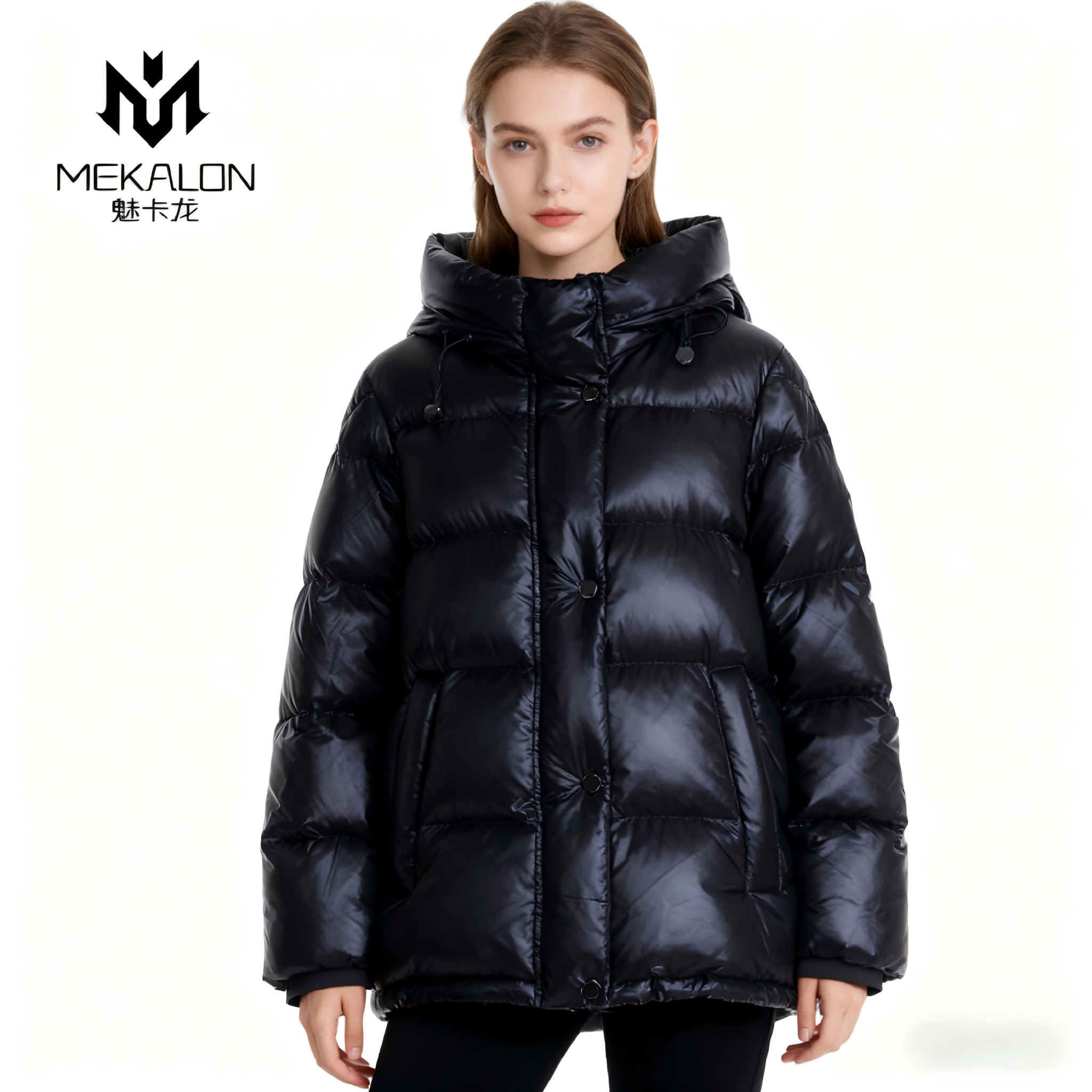魅卡龙鹅绒服羽绒服女冬季情侣款防风保暖石墨烯加厚连帽时尚