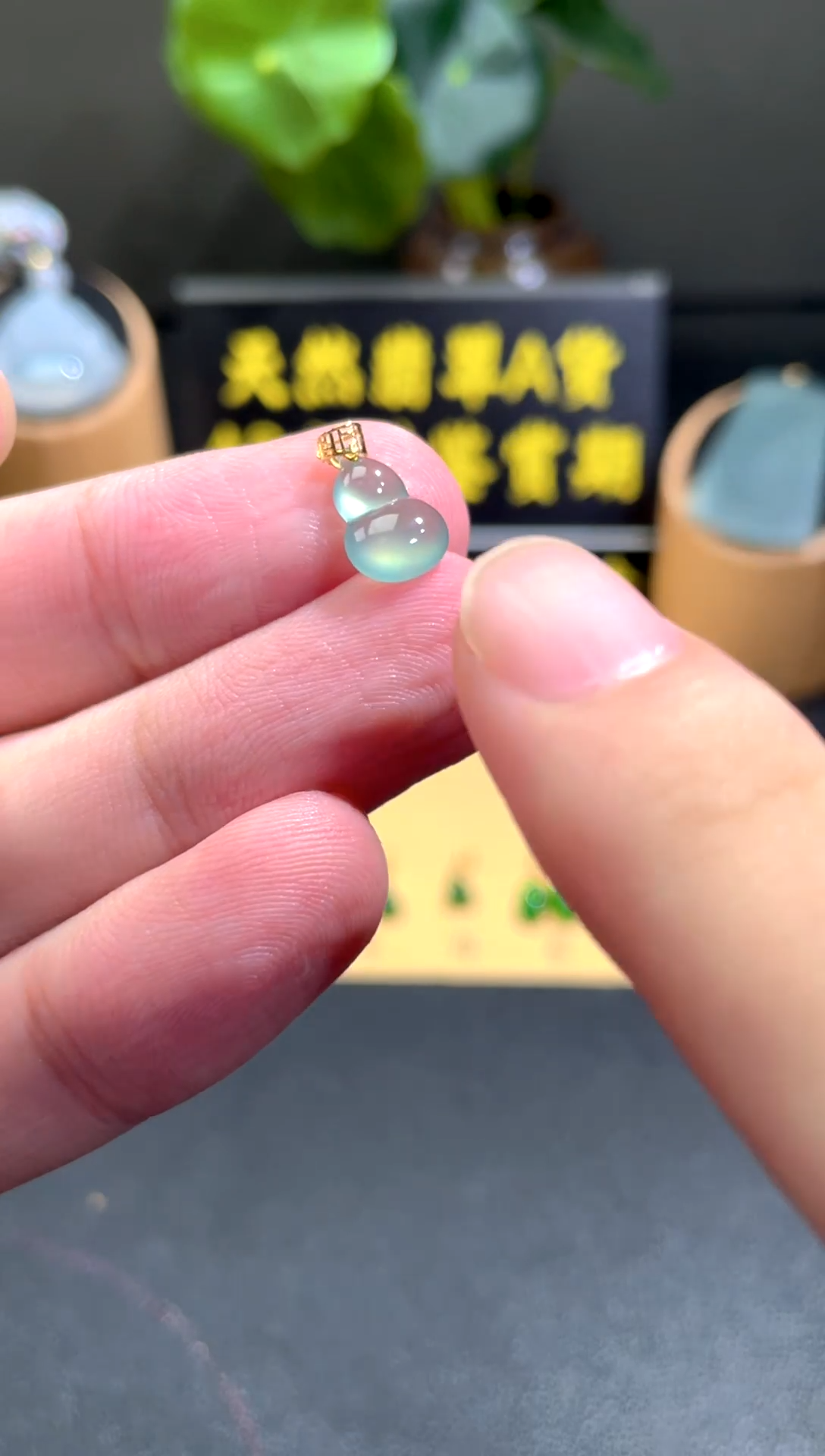 颈饰18K金镶嵌翡翠翡翠A货