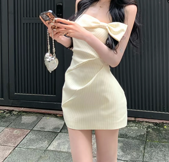 设计感包臀裙连衣裙包臀显瘦短裙套头针织 383