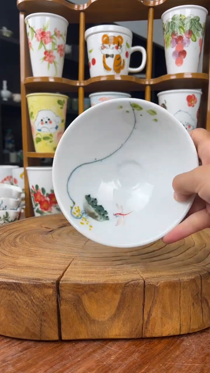 瓷片景德镇手绘釉中彩（食品级）小斗笠碗