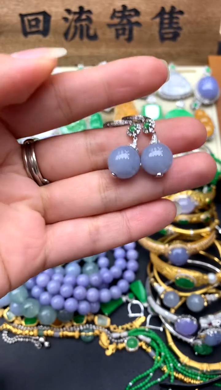 【闪购商品】翡翠耳饰18K金镶嵌386-中国好珍宝