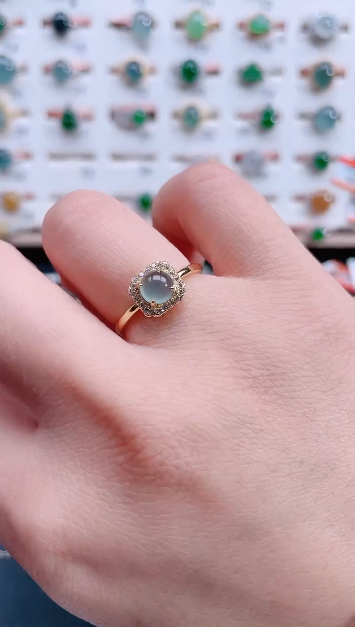 银S925镶嵌戒指翡翠天然翡翠