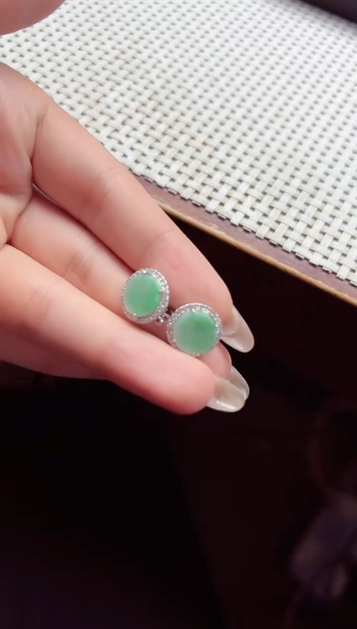 【闪购商品】翡翠耳饰银S925镶嵌耳饰