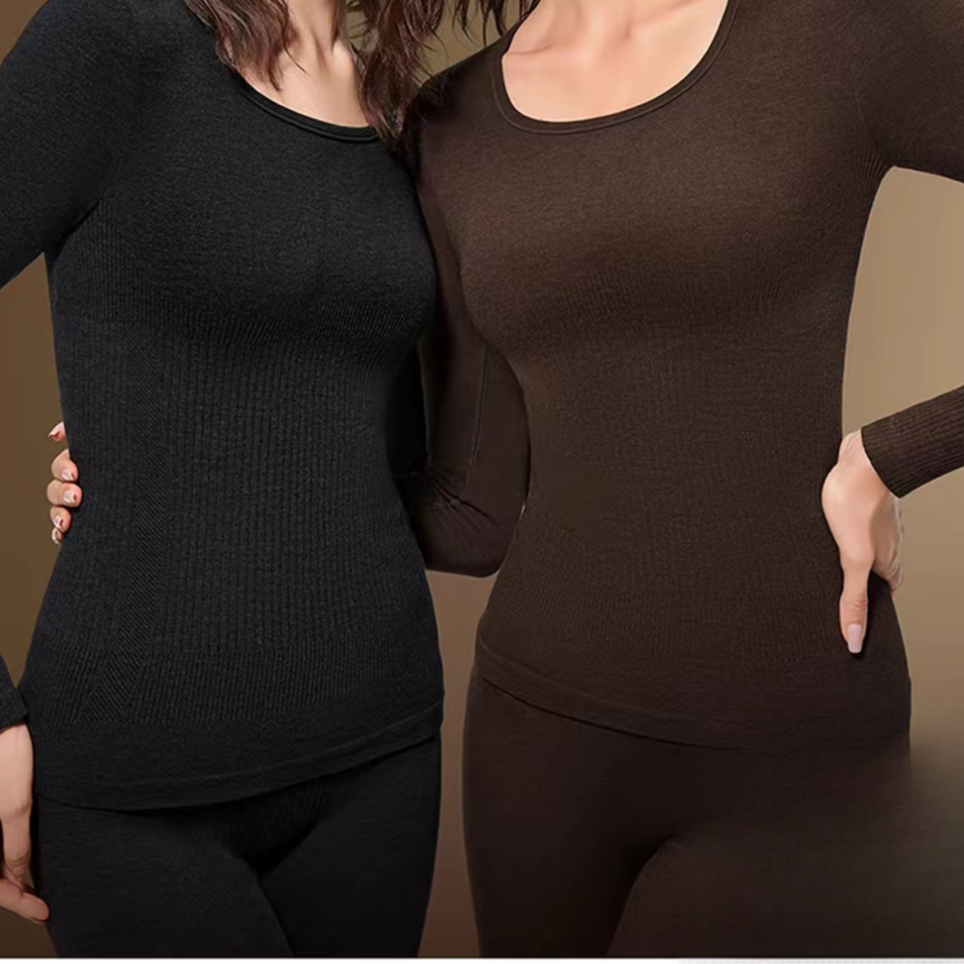 女士保暖内衣修容塑形热能衣女长袖保暖打底修身显瘦套装保暖-128