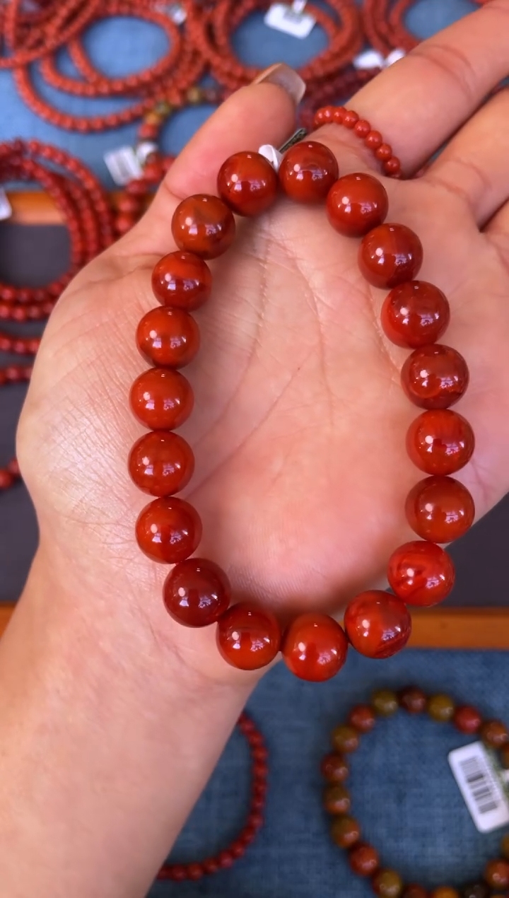未镶嵌手串南红玛瑙N21凉山瓦西料SS级双锦红大10mm单圈