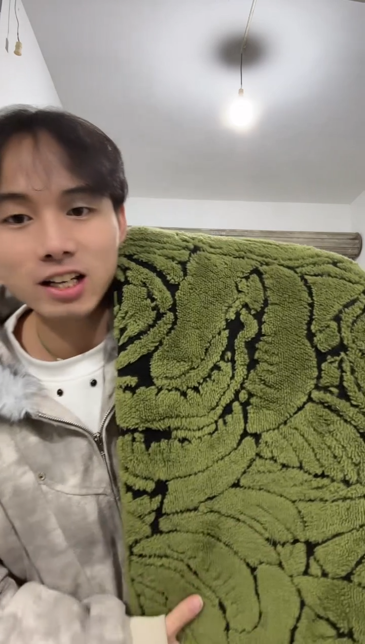 雪尼尔90*280   绿色玫瑰