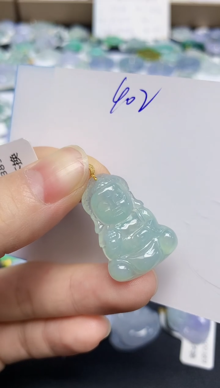 颈饰18K金镶嵌翡翠天然缅甸翡翠A货翡翠百元以上9元证书费自理