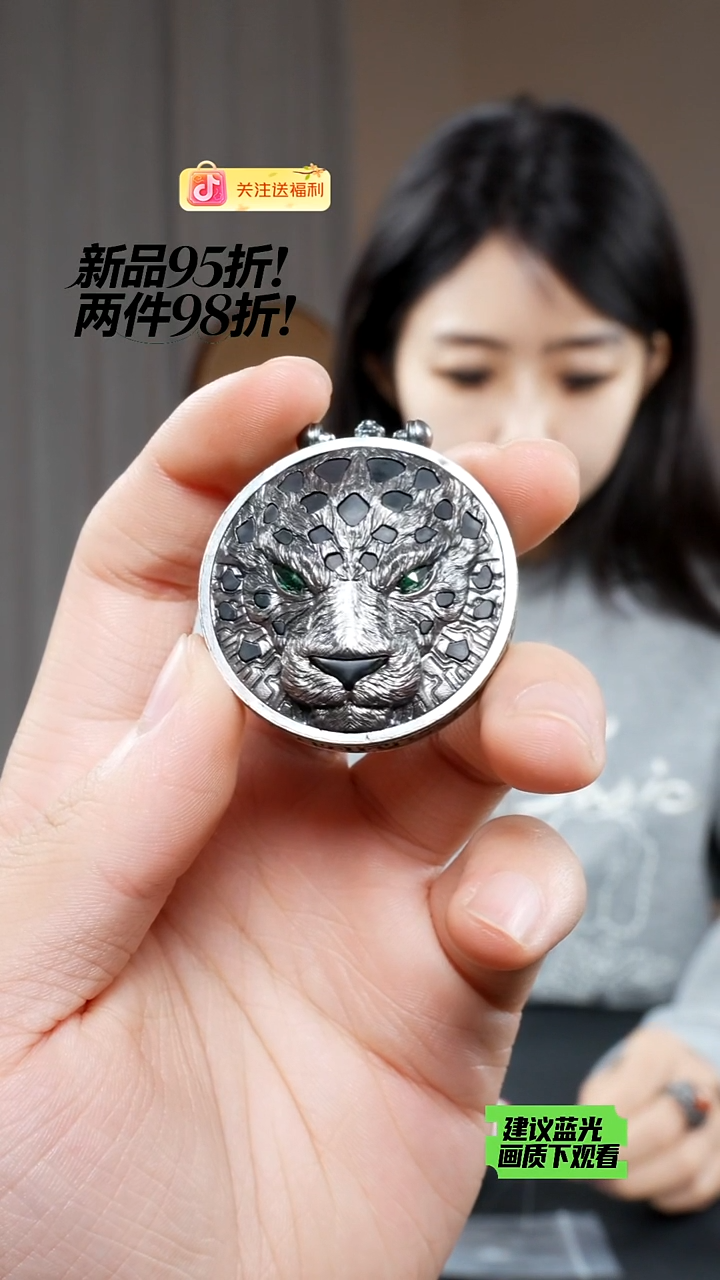 无吊坠925银豹子单吊坠