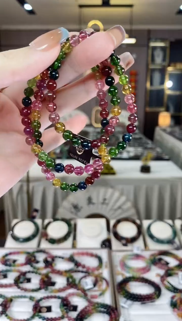 【闪购商品】碧玺三圈手串5mm+未镶嵌一物一证dan