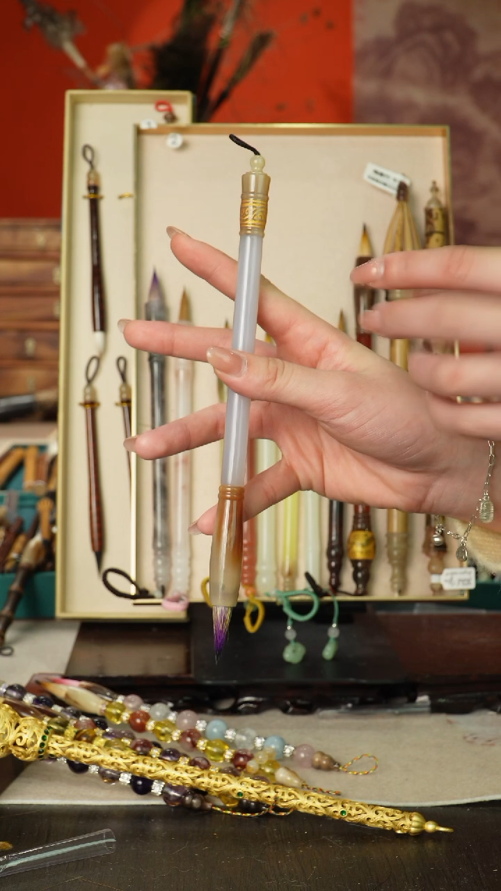 27号闪孤品高货毛笔链接 清水试笔 蘸墨不退