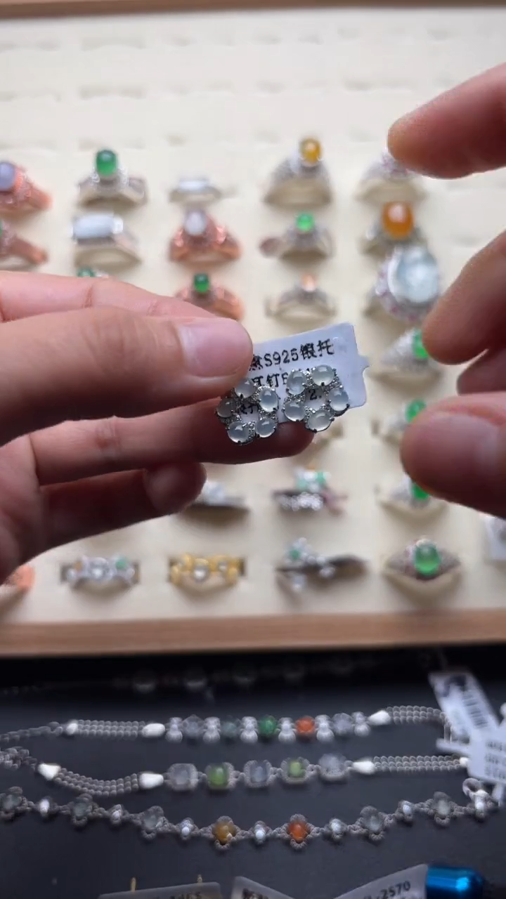 【闪购商品】翡翠戒指银S925镶嵌缅甸A货翡翠S925银镶嵌