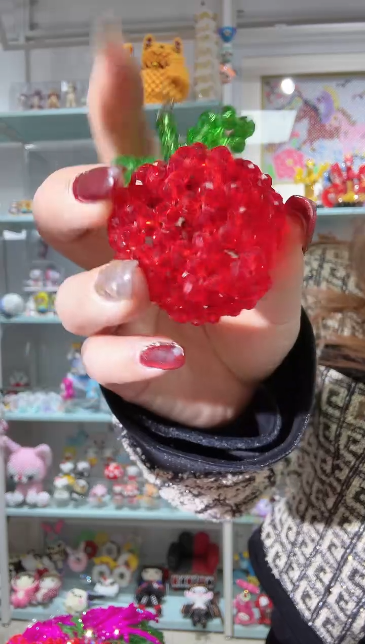 玻璃03133卡8水晶扁10条本色大红色