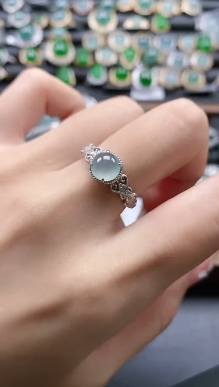 【闪购商品】翡翠戒指银S925镶嵌51511