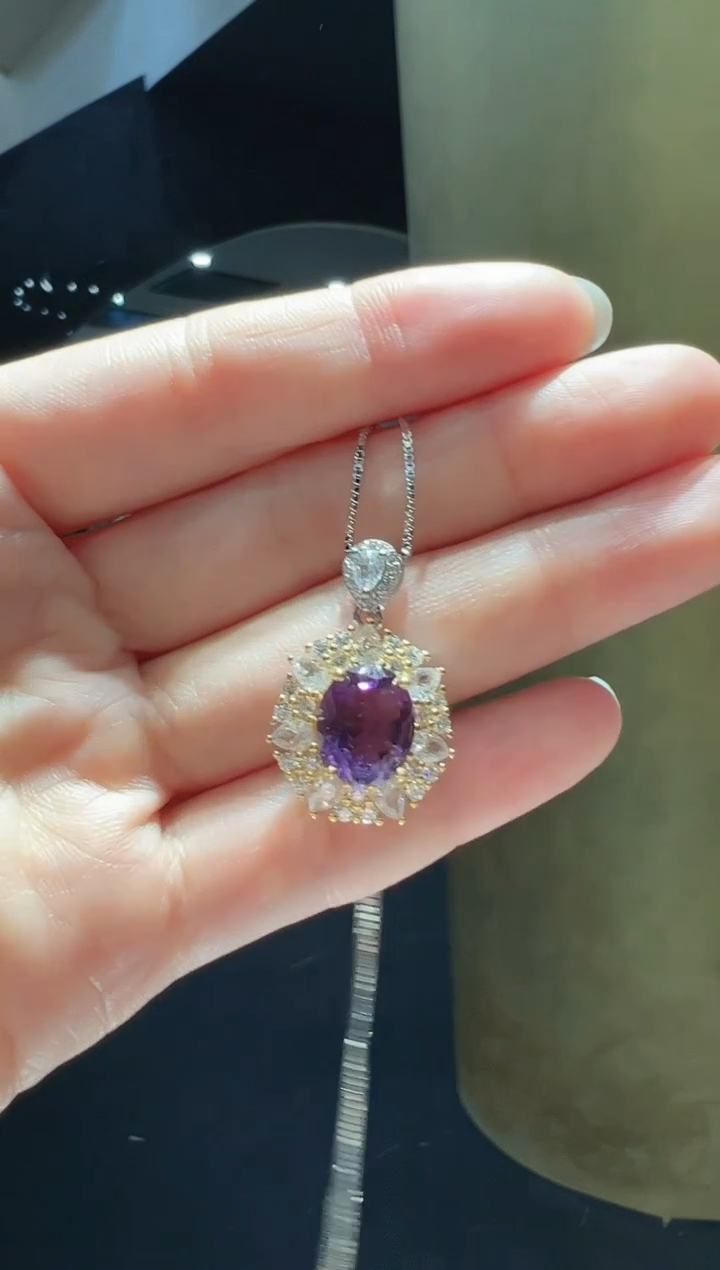 【闪购商品】紫晶吊坠(赠链)银S925镶嵌4】
