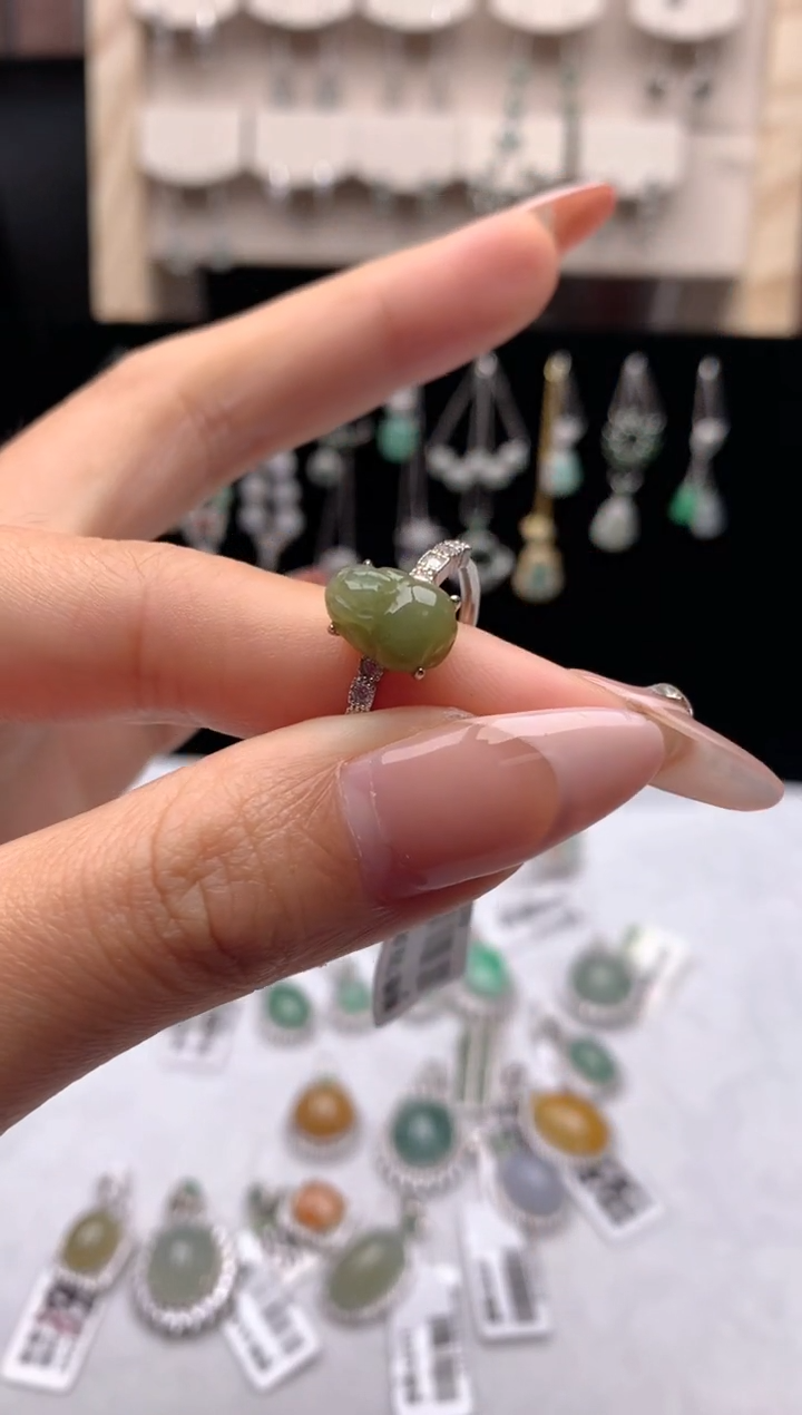【闪购商品】翡翠戒指银S925镶嵌1号